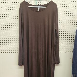 Zenana Outfitters Elegant Brown Long Sleeve Maxi Dress Womens 3X